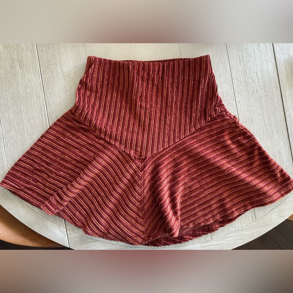 Free People I’ve XS burnt orange ribbed velvet skirt